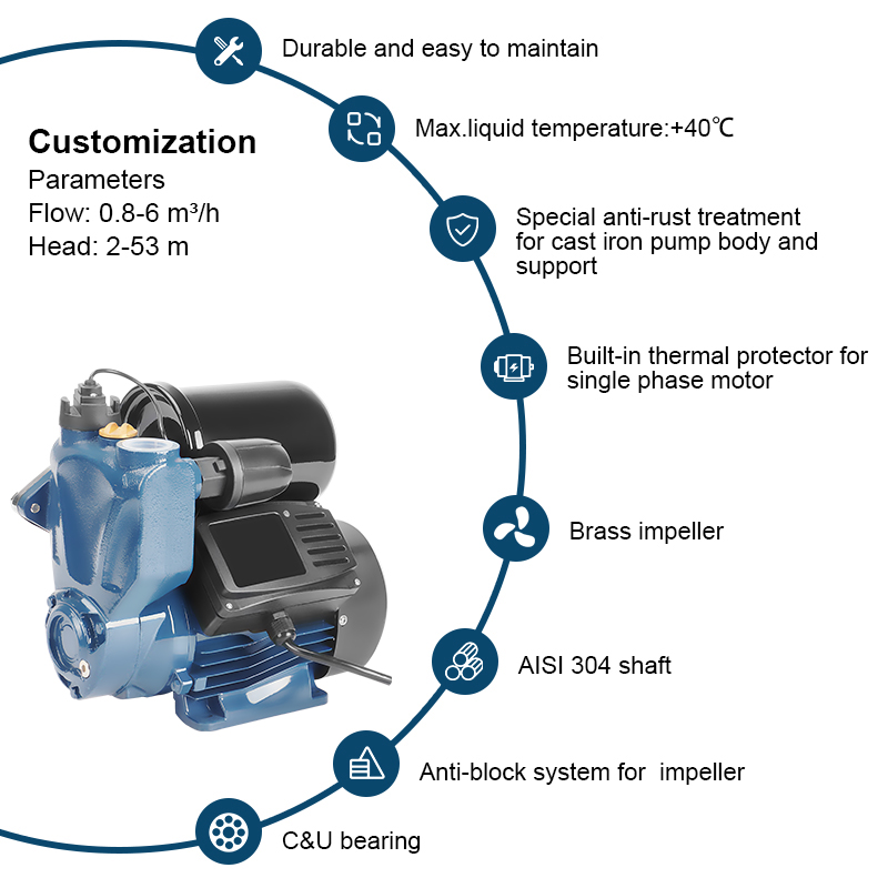 WZB Selbstansaugende Peripheralwasserpumpe Automatische Peripheralpumpen für sauberes Wasser